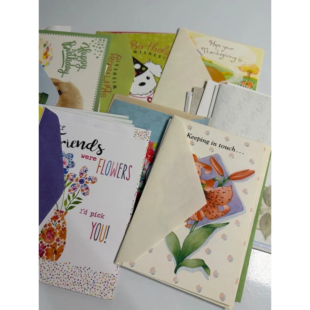 Hallmark Greeting Cards Lot Multicolor Birthday Thank You Thanksgiving Floral